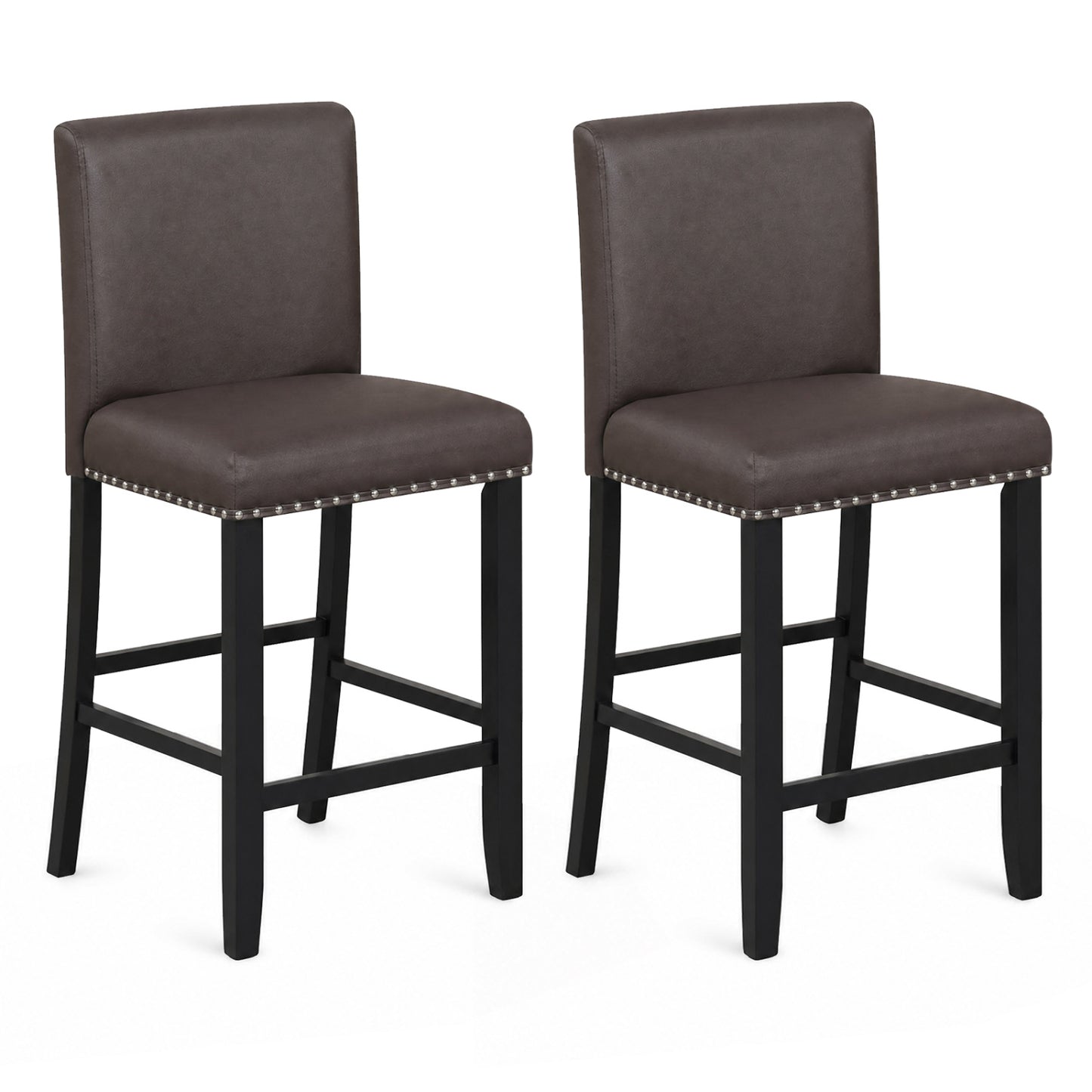 Bar Stools with Back Set of 2 - 25.5" Counter Height
