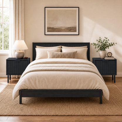 Modern Nightstand Set of 2 with Vertical Striped Drawer