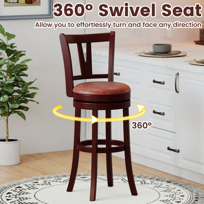 Set of 2 Counter Height Swivel Barstools with High Backs and Footrests-30 inches