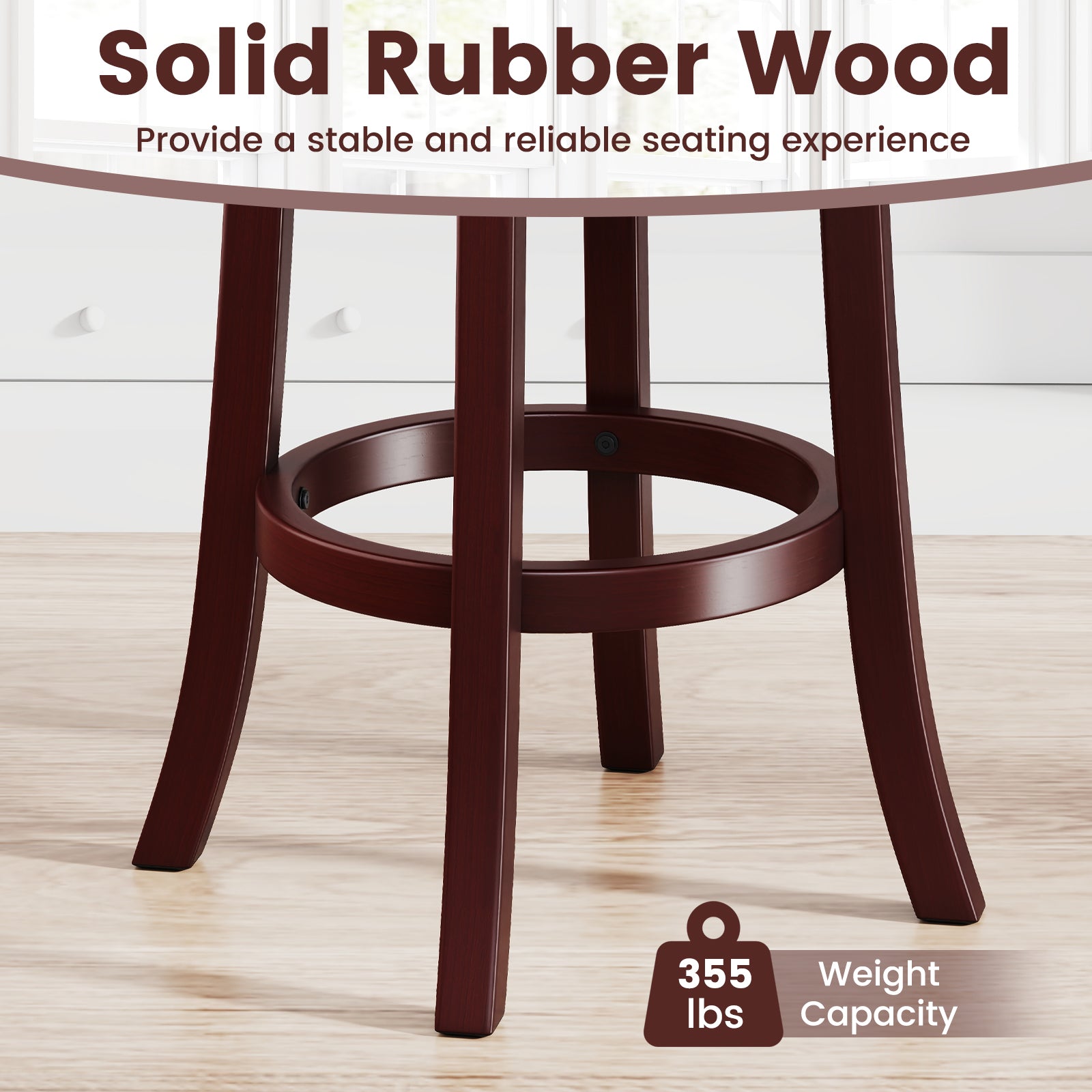 Set of 2 Counter Height Swivel Barstools with High Backs and Footrests-30 inches