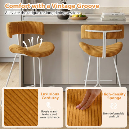 Set of 2 Counter Height Stools 25 Inch Armless Barstools with Padded Seat and Footrest