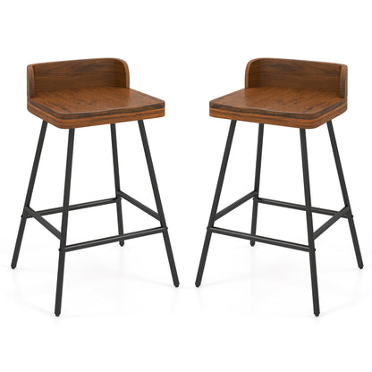 Counter Height Bar Stool Set with Low Back and Footrest