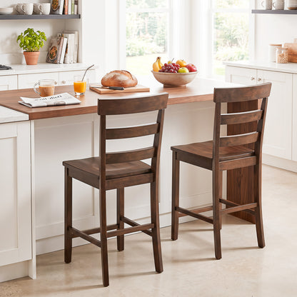 Counter Height Bar Stools Set of 2 - Rubber Wood Frame