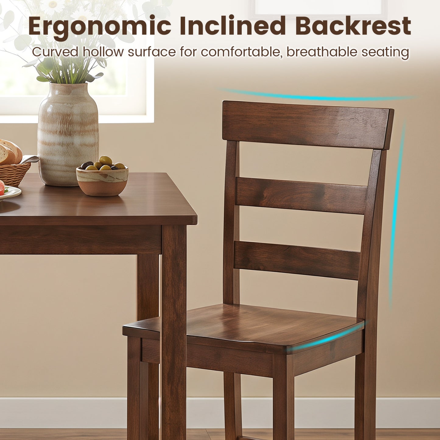 Counter Height Bar Stools Set of 2 - Rubber Wood Frame