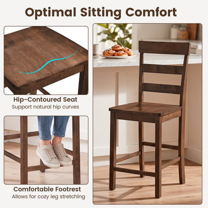 Counter Height Bar Stools Set of 2 - Rubber Wood Frame