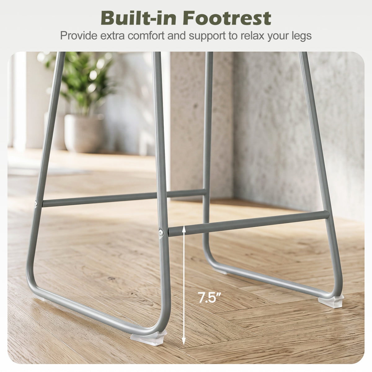 Counter Height Bar Stools Set of 2 with Curved Backrest