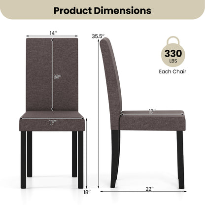 Set of 2 Dining Chair Mid-Century Modern Fabric Upholstered Parson Chairs-Brown