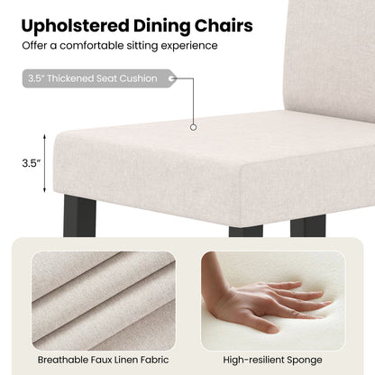 Set of 2 Dining Chair Mid-Century Modern Fabric Upholstered Parson Chairs-Beige
