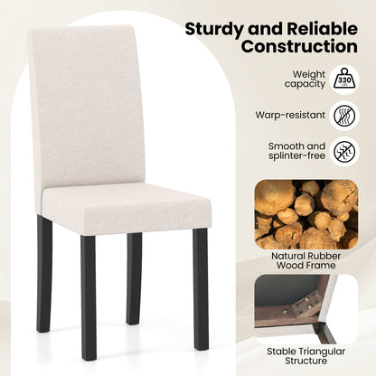 Set of 2 Dining Chair Mid-Century Modern Fabric Upholstered Parson Chairs-Beige