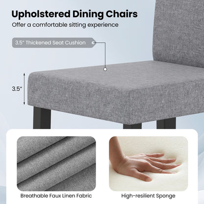 Set of 2 Dining Chair Mid-Century Modern Fabric Upholstered Parson Chairs-Light Gray