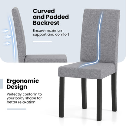 Set of 2 Dining Chair Mid-Century Modern Fabric Upholstered Parson Chairs-Light Gray