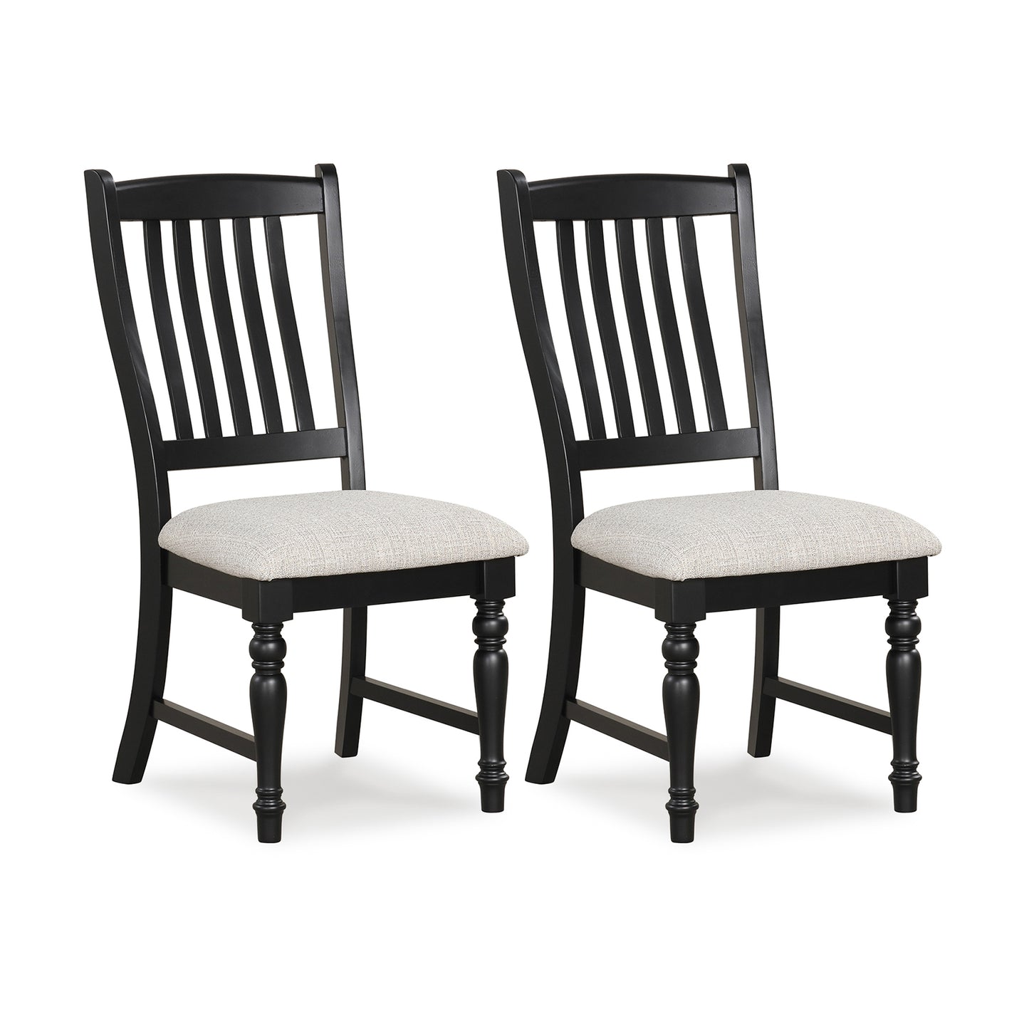 Set of 2 Dining Chairs Kitchen Side Chair with Solid Wood Legs-Black - Black