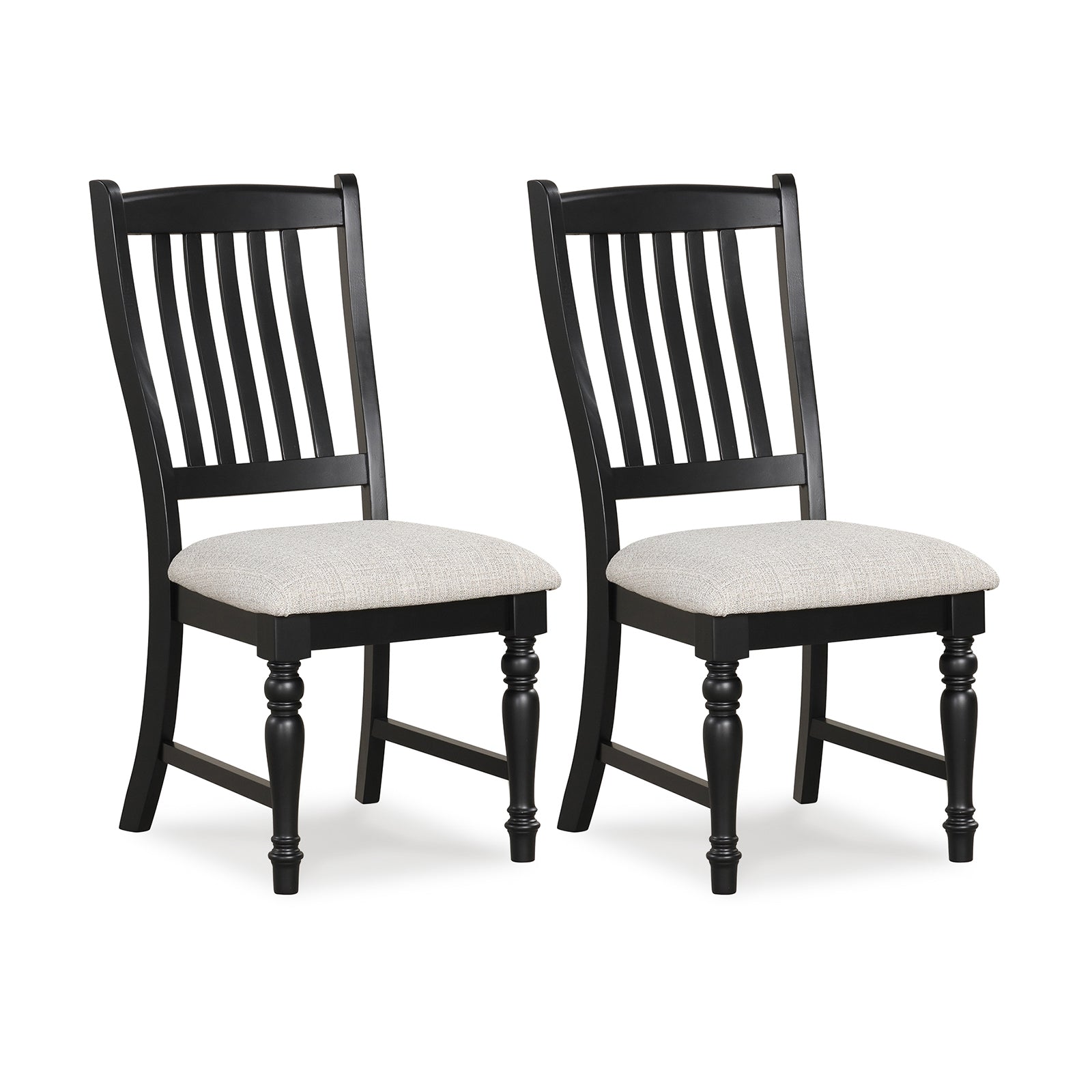 Set of 2 Dining Chairs Kitchen Side Chair with Solid Wood Legs-Black - Black