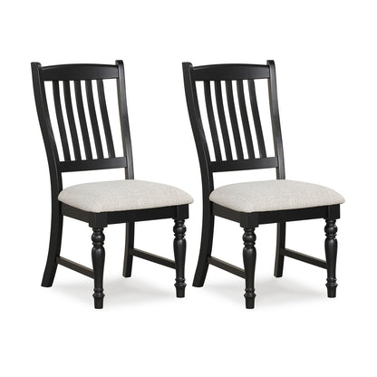 Set of 2 Dining Chairs Kitchen Side Chair with Solid Wood Legs-Black - Black