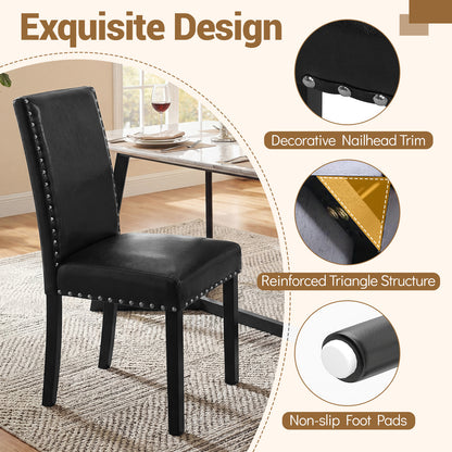 Set of 2 Dining Chairs with Solid Rubber and Wood Legs