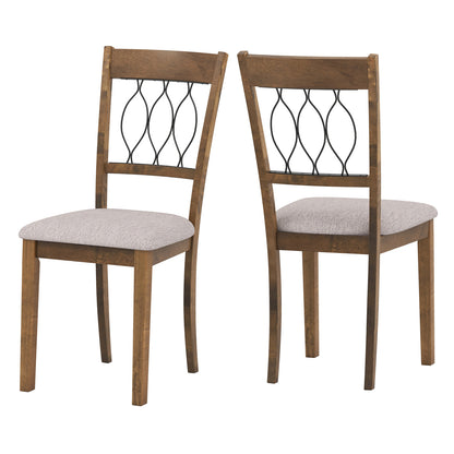 Set of 2 Dining Chair Fabric/Faux Leather Upholstered with Padded Seat-Rustic Brown