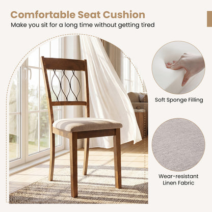 Set of 2 Dining Chair Fabric/Faux Leather Upholstered with Padded Seat-Rustic Brown