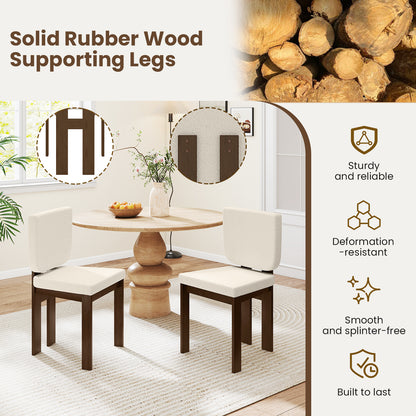 Wooden Dining Chair Set of 2 with Rubber Wood Leg for Home Office Living Room-Brown