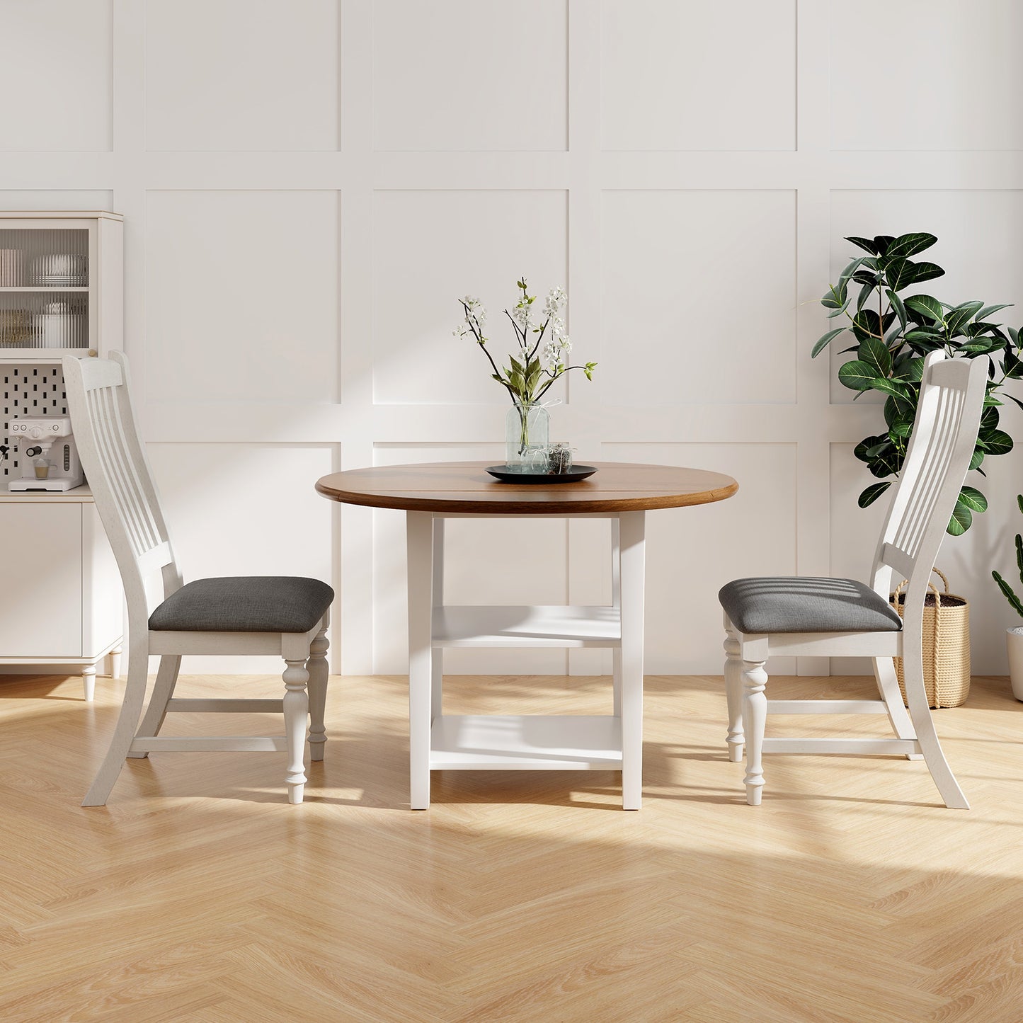 Set of 2 Dining Chairs Kitchen Side Chair with Solid Wood Legs