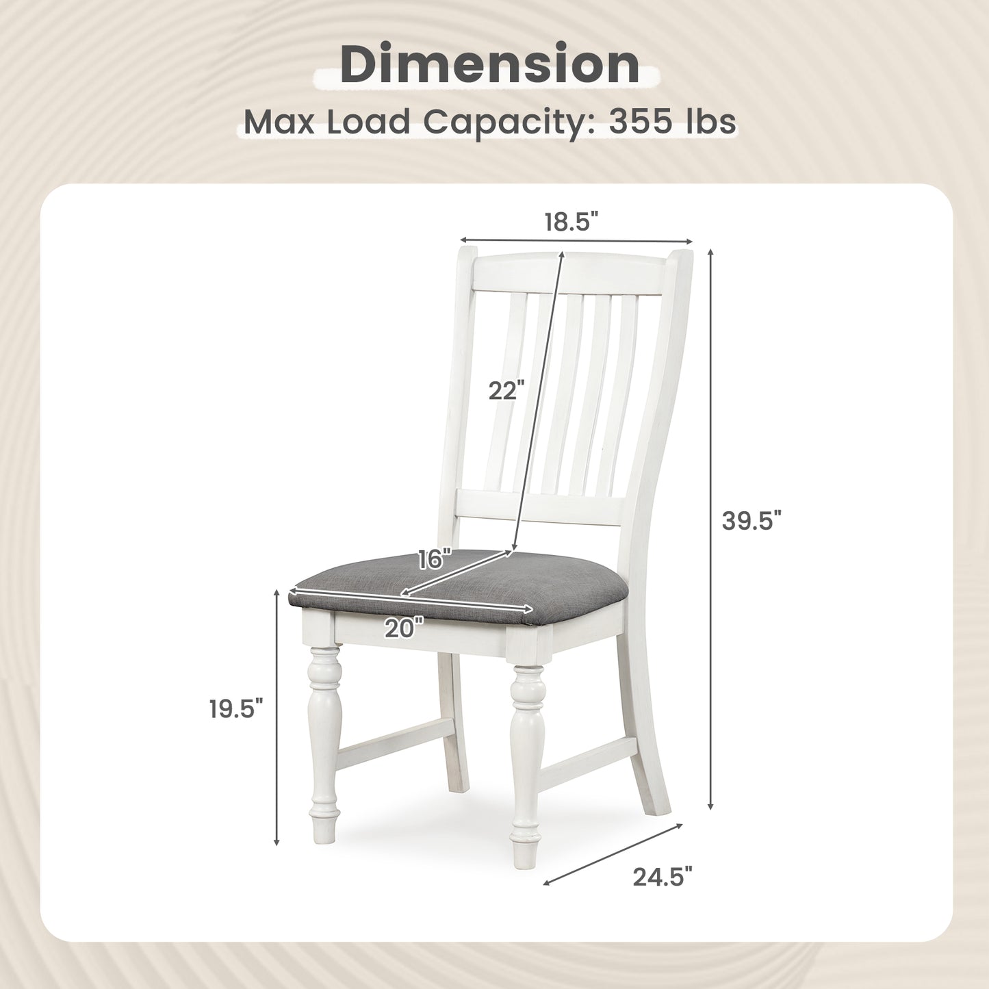 Set of 2 Dining Chairs Kitchen Side Chair with Solid Wood Legs