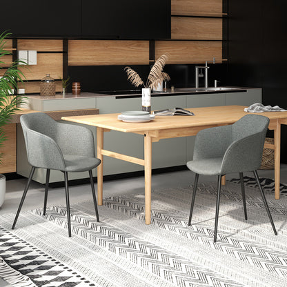 Set of 2 Upholstered Dining Chair with Ergonomic Backrest Design-Gray