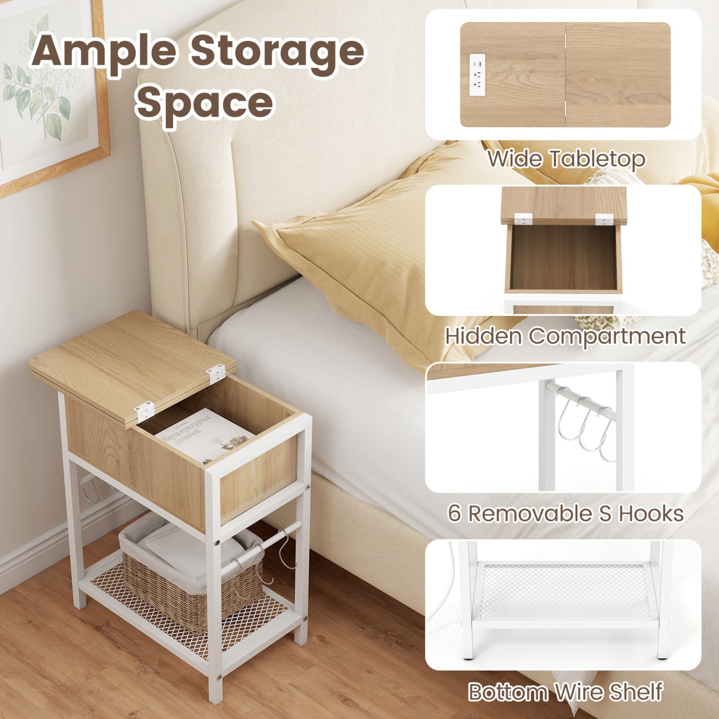 End Table Set with Charging Station & Hidden Compartment