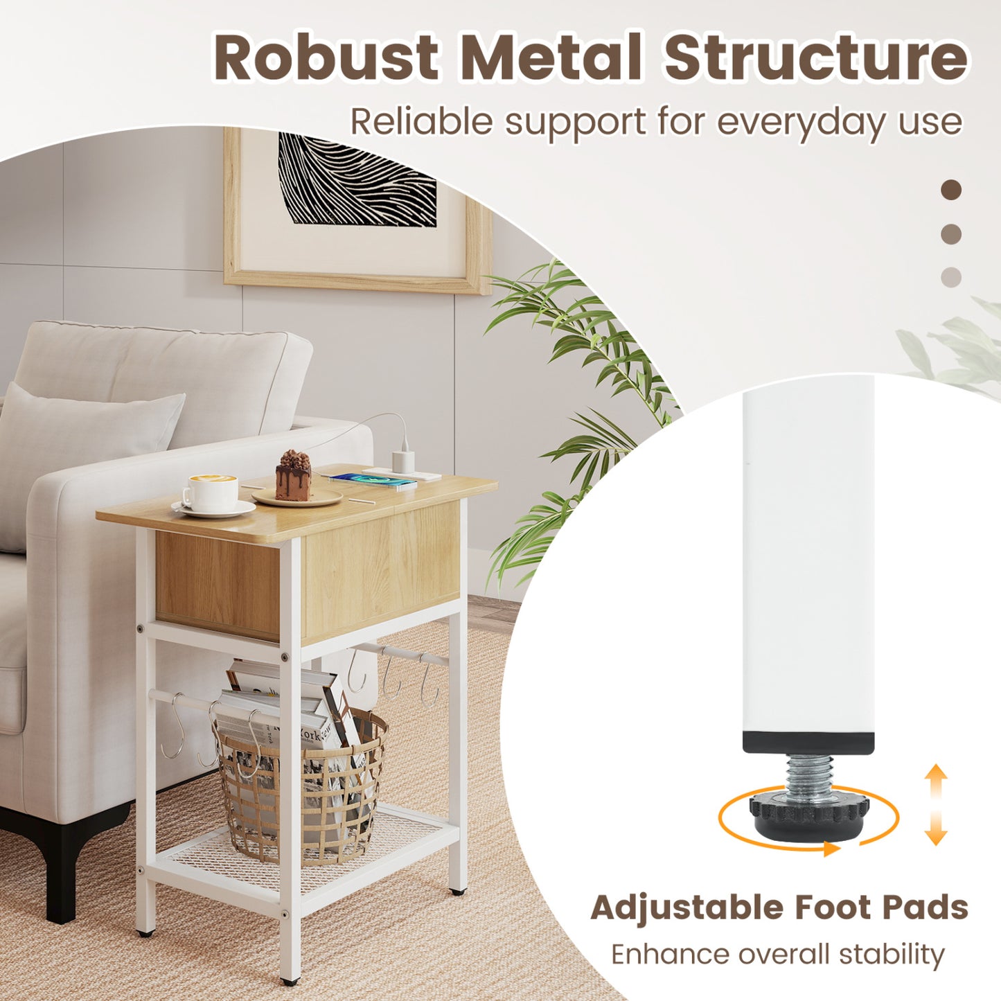 End Table Set with Charging Station & Hidden Compartment