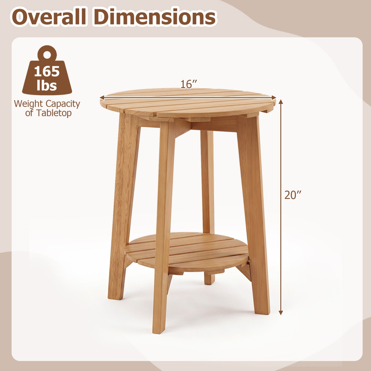 Eucalyptus Wood Side Table Set of 2 with Storage Shelf