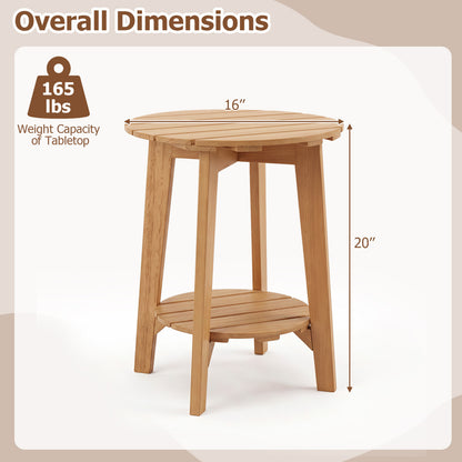 Eucalyptus Wood Side Table Set of 2 with Storage Shelf