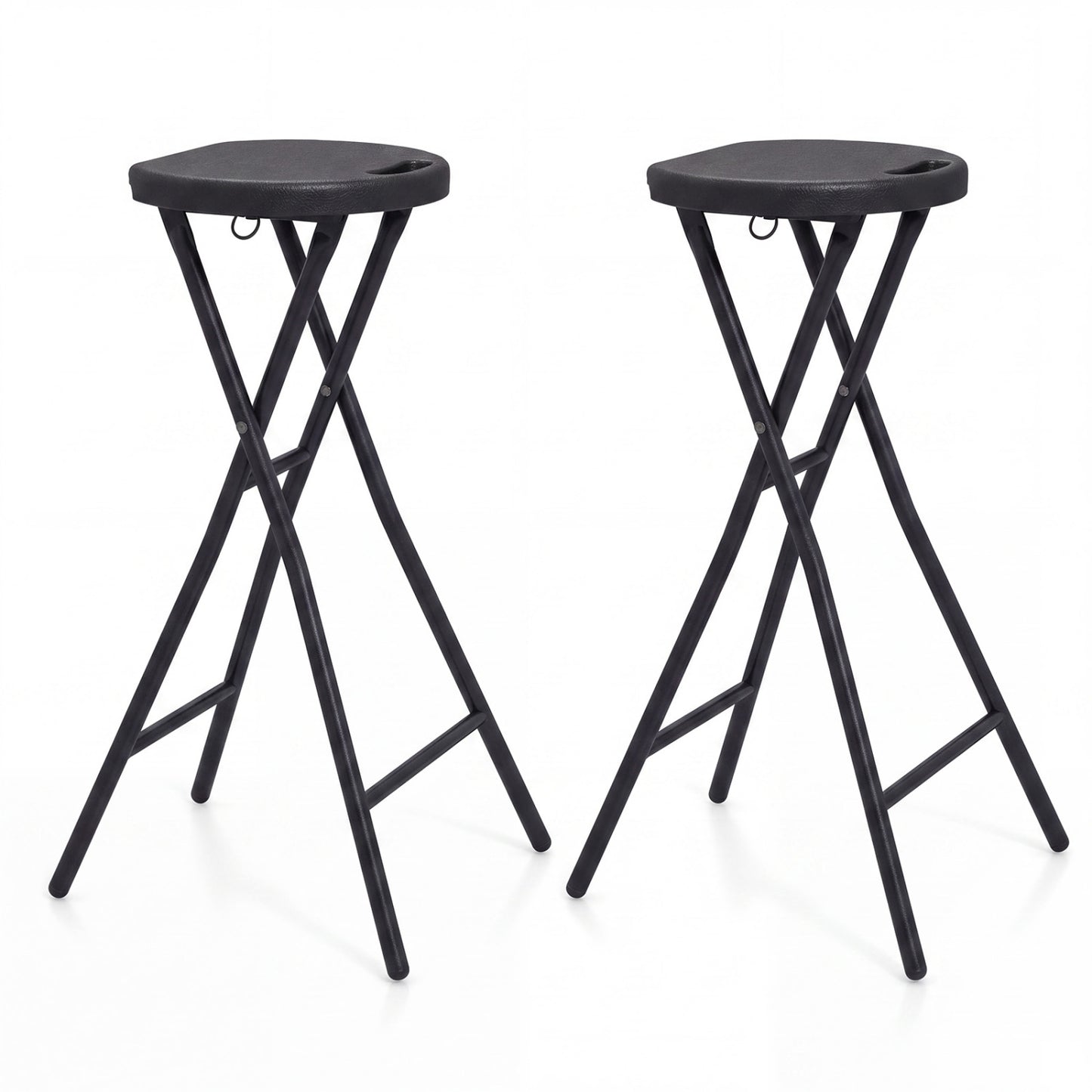 Folding Bar Stool Set of 2 - 27.5" Height with Carry Handle