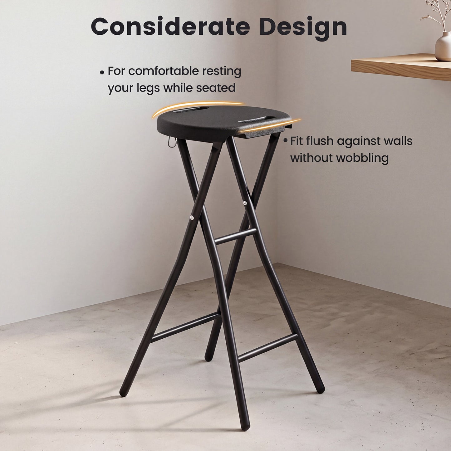 Folding Bar Stool Set of 2 - 27.5" Height with Carry Handle