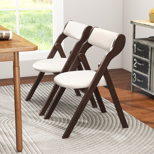 Set of 2 Folding Chairs with Comfy Padded Backrest and Seat-Brown