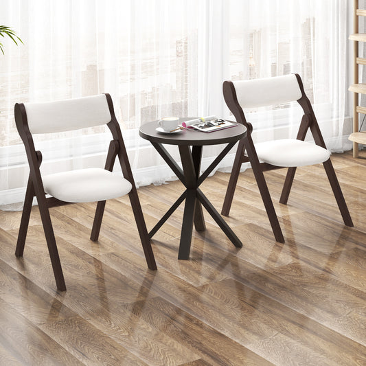 Set of 2 Folding Chairs with Comfy Padded Backrest and Seat-Brown