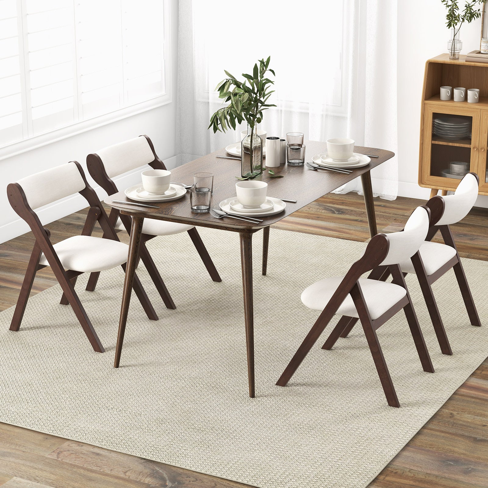 Set of 2 Folding Chairs with Comfy Padded Backrest and Seat-Brown