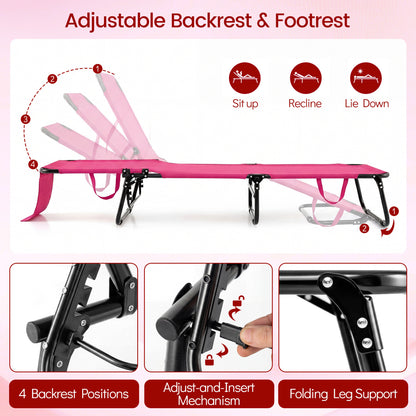 Set of 2 Folding Face Down Tanning Chair with Face Hole 3 Removable Pillows
