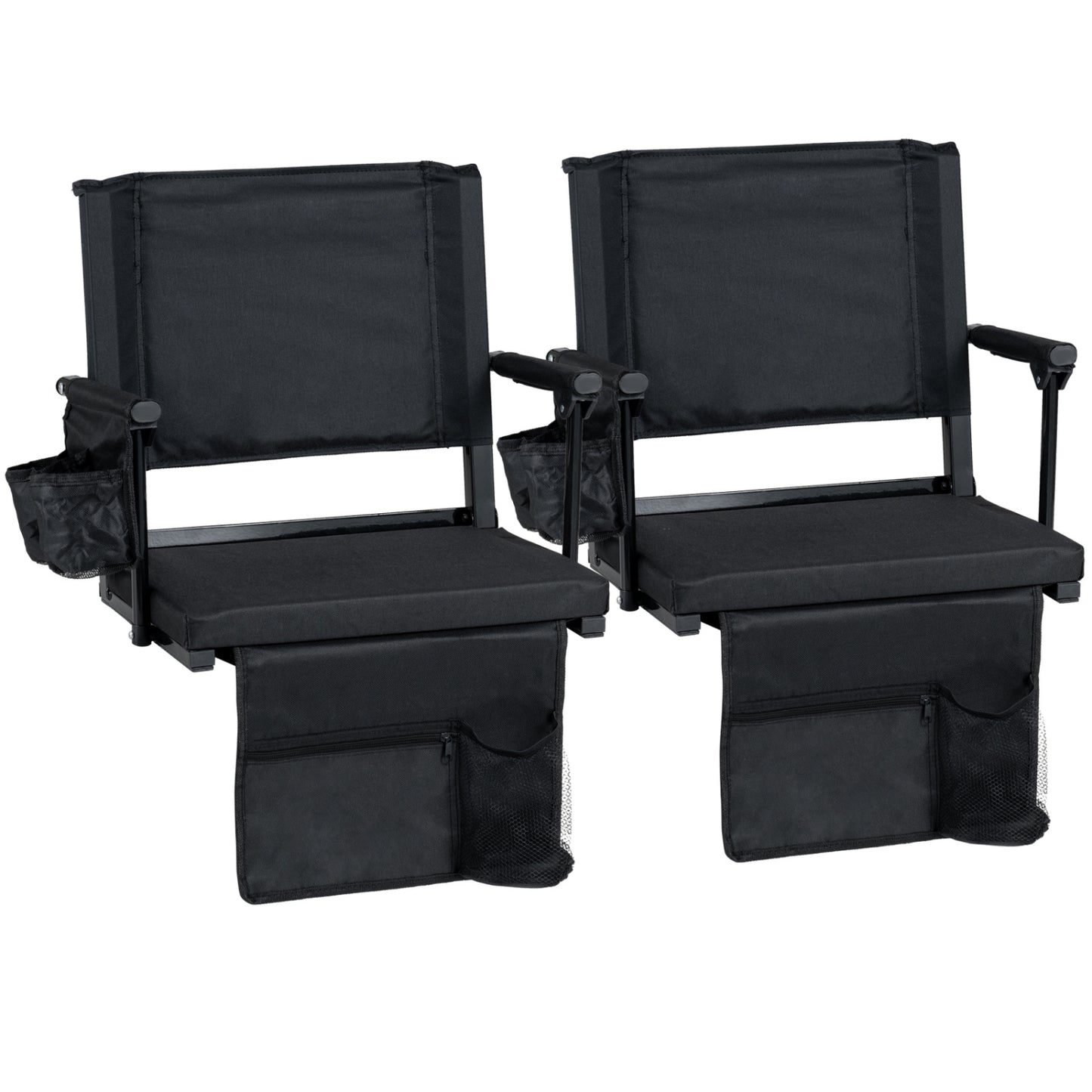 Folding Stadium Seat with Cup Holders - Set of 2