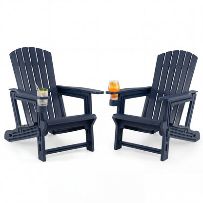 Adirondack Chairs Set of 2 HDPE with Cup Holders