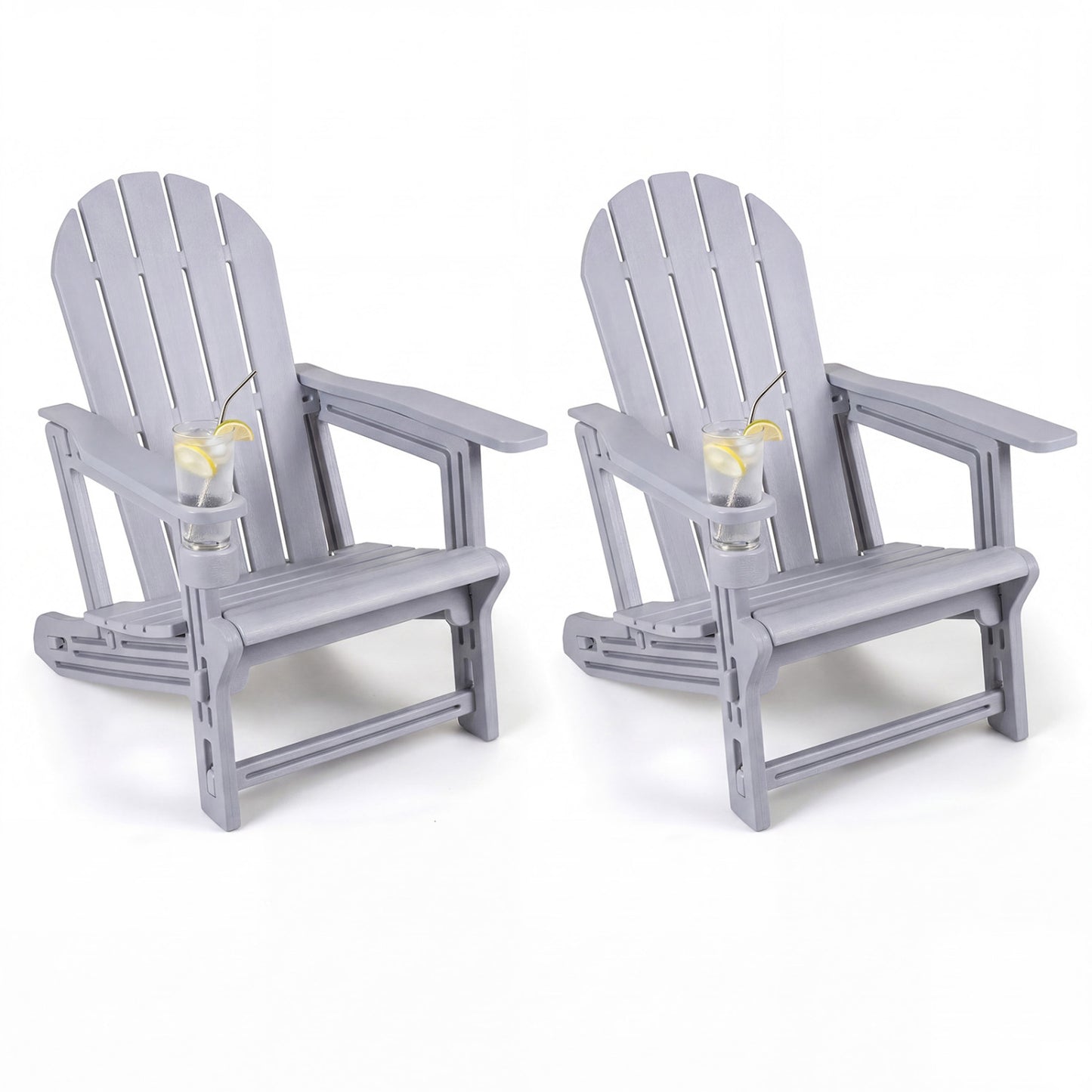 HDPE Adirondack Chairs Set of 2 with Cup Holders