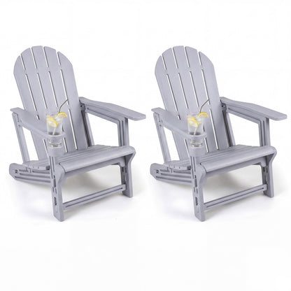 HDPE Adirondack Chairs Set of 2 with Cup Holders
