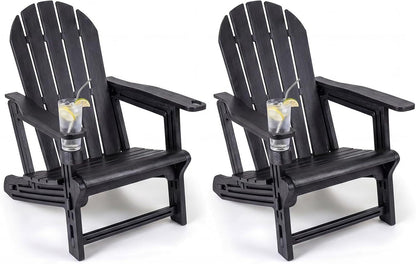HDPE Adirondack Chairs Set of 2 with Cup Holders