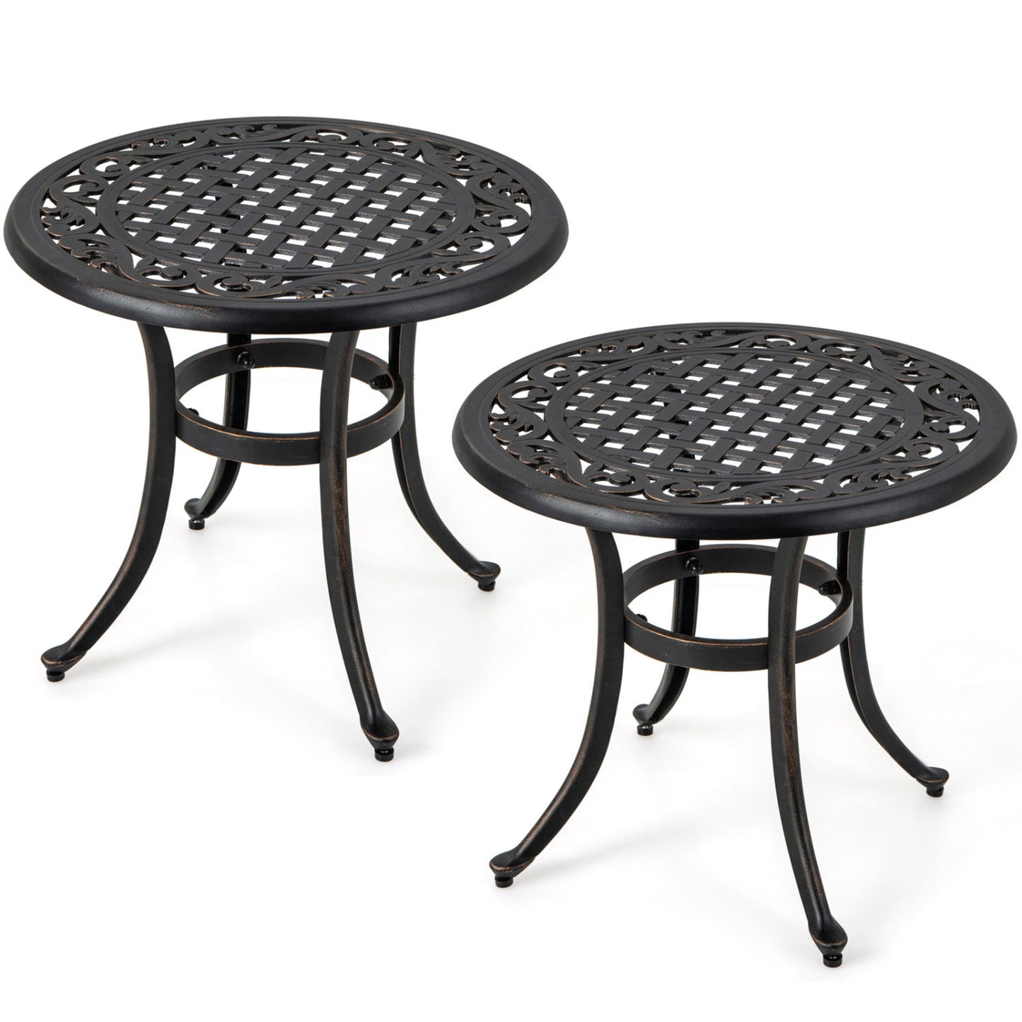 Aluminum Patio Side Tables Set of 2 with Adjustable Feet