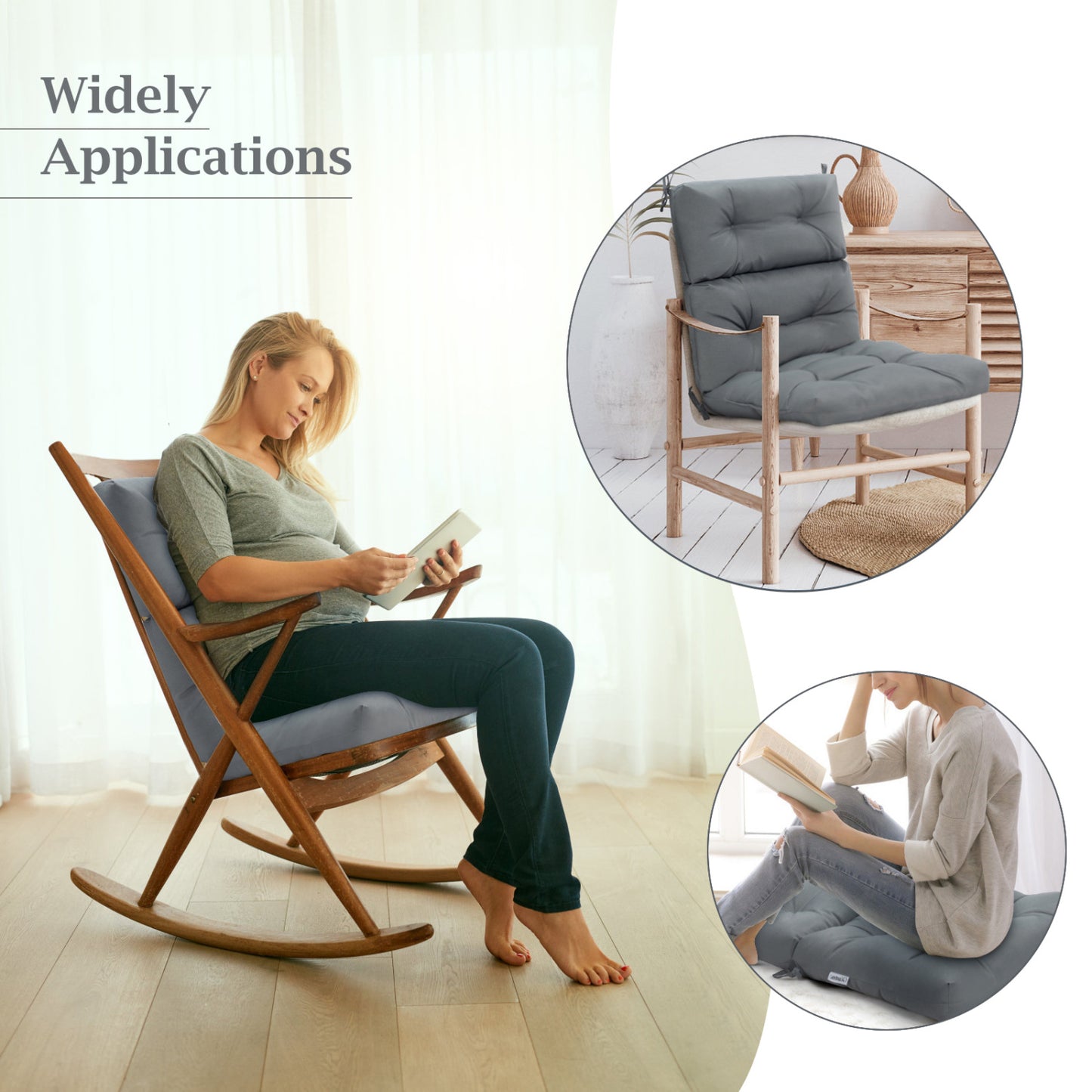 High Back Chair Cushion Set with Adjustable Height (2-Pack)