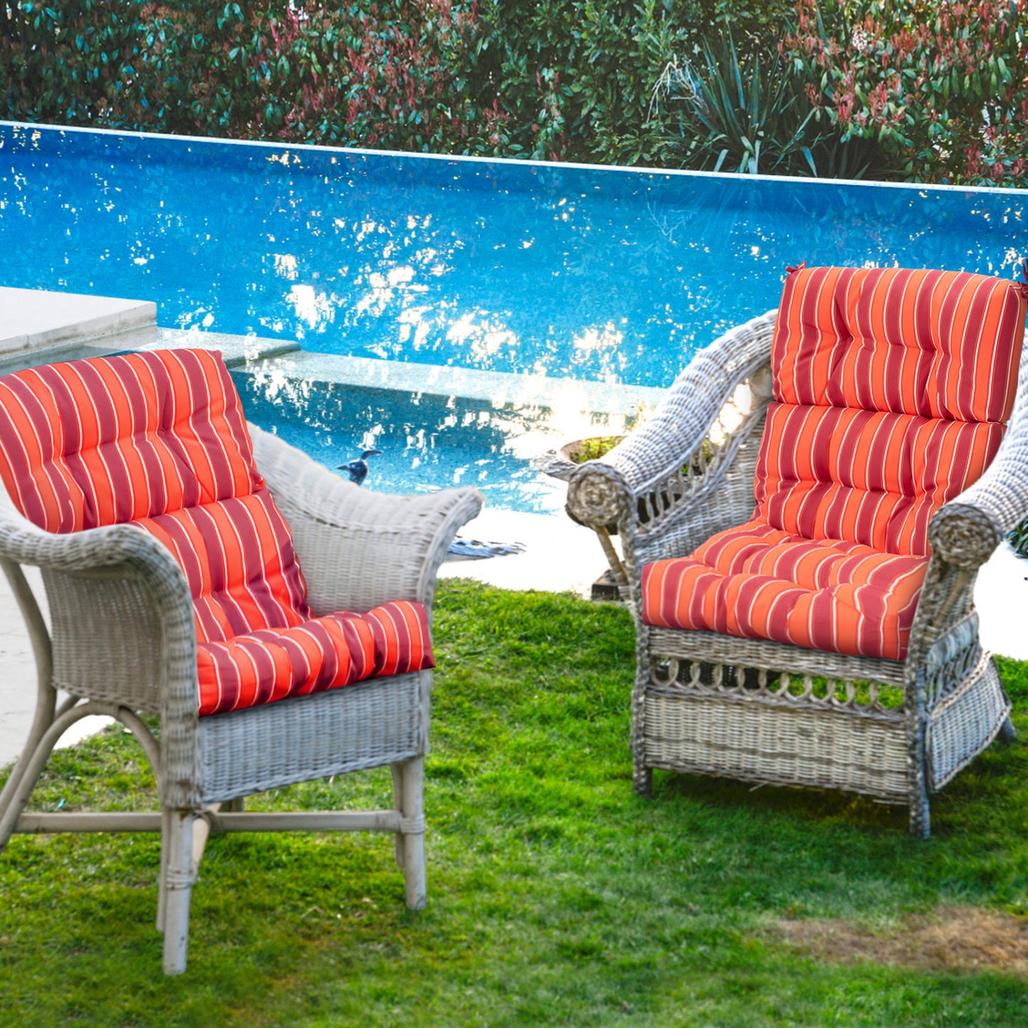 High Back Chair Cushion Set with Adjustable Height (2-Pack)