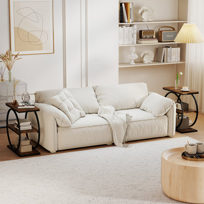 Industrial 3-Tier Side Table Set with Faux Marble Top