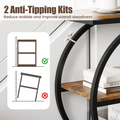 Industrial 3-Tier Side Table Set with Faux Marble Top