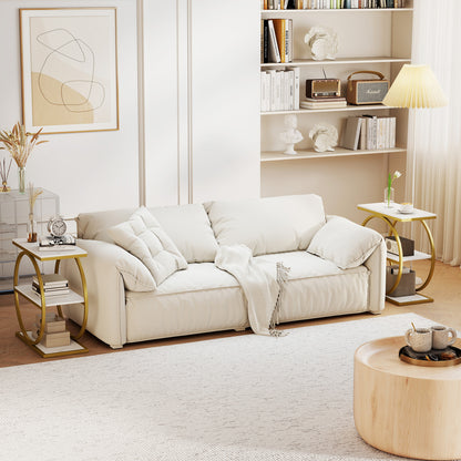 Industrial 3-Tier Side Table Set with Faux Marble Top