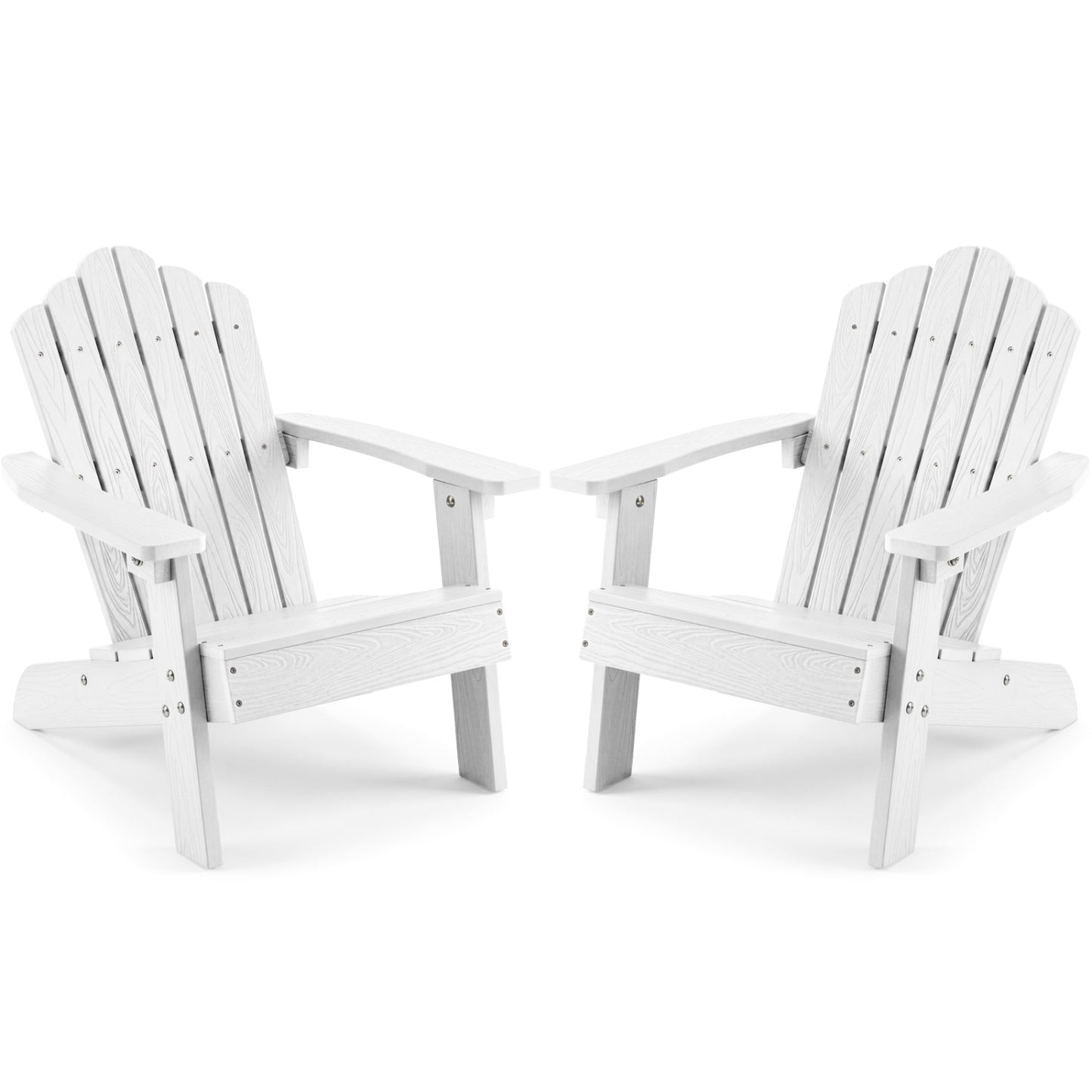 Set of 2 Kids Adirondack Chairs All-weather Outdoor Chairs for Children with Tilted High Backrest