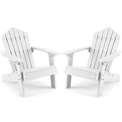 Set of 2 Kids Adirondack Chairs All-weather Outdoor Chairs for Children with Tilted High Backrest