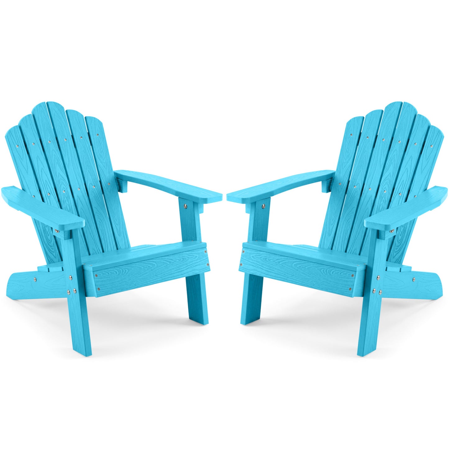 Set of 2 Kids Adirondack Chairs All-weather Outdoor Chairs for Children with Tilted High Backrest