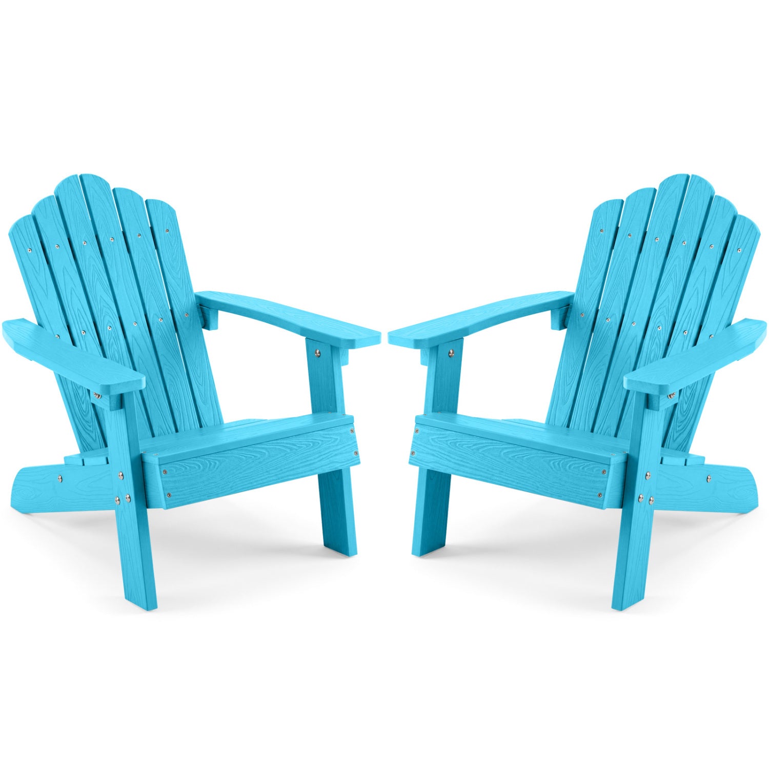 Set of 2 Kids Adirondack Chairs All-weather Outdoor Chairs for Children with Tilted High Backrest